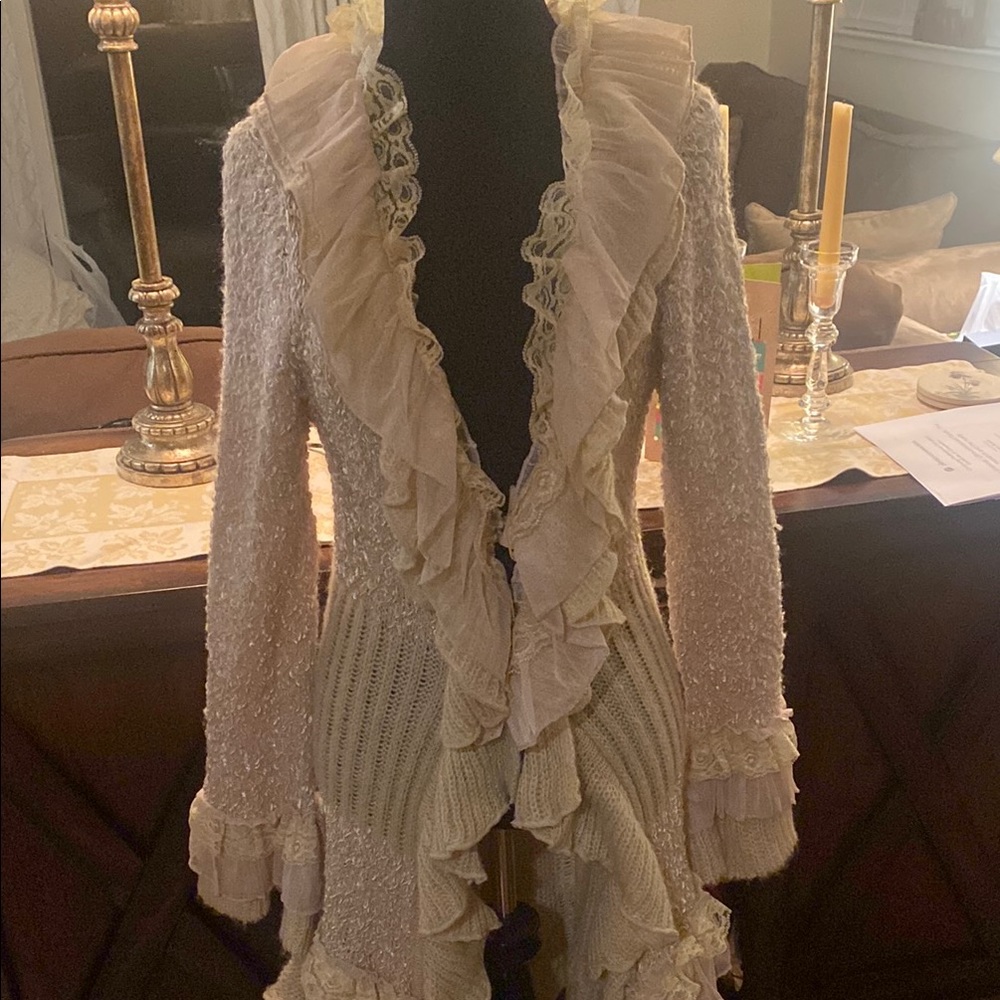 Cecico Cream Ruffled Cardigan